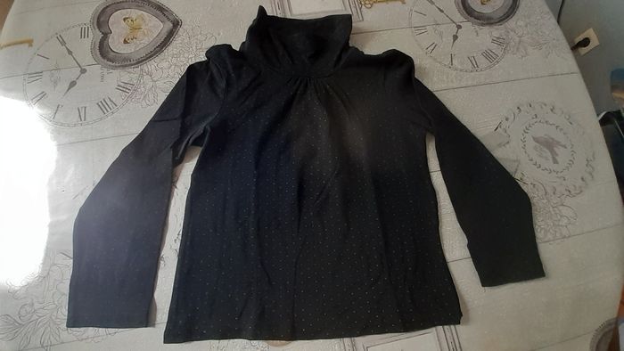 Sweet col roulé noir à pois