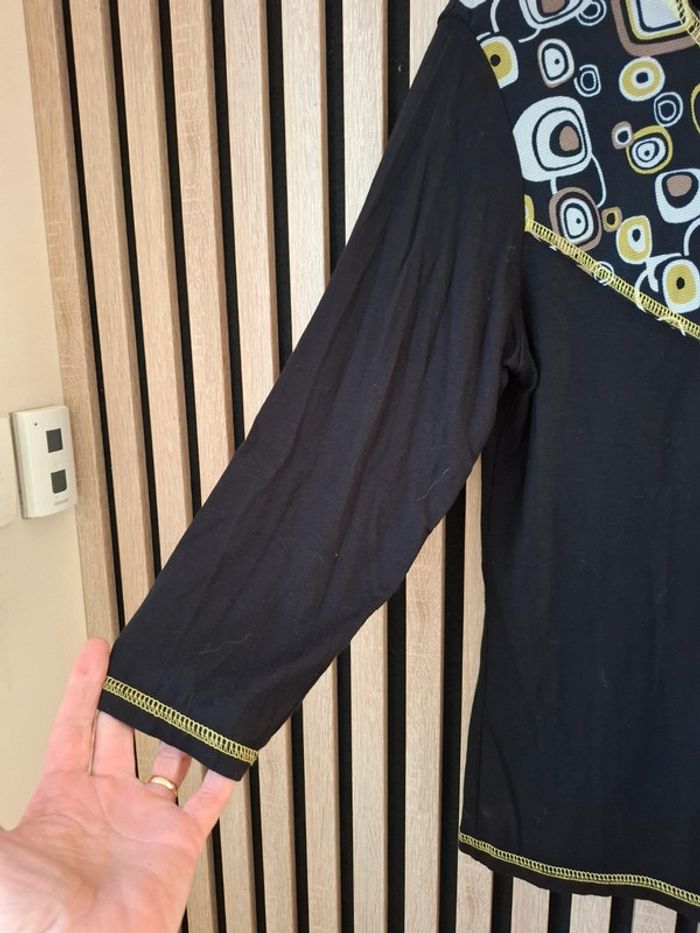 Blouse fluide noire imprimée motifs T40 - photo numéro 5