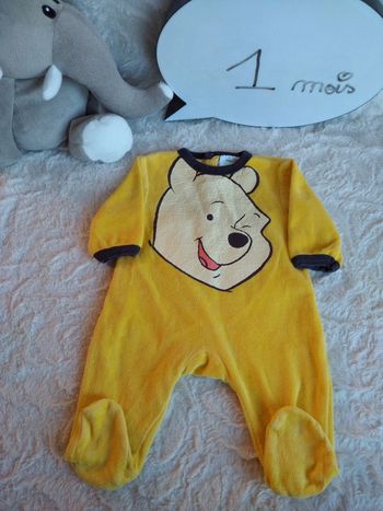 Pyjama grenouillère velours Garçon 1 mois Winnie l'ourson Disney Baby