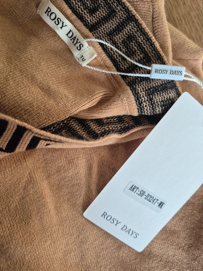 Robe Camel et Noire Manches Longues Femme Taille Unique - photo numéro 3