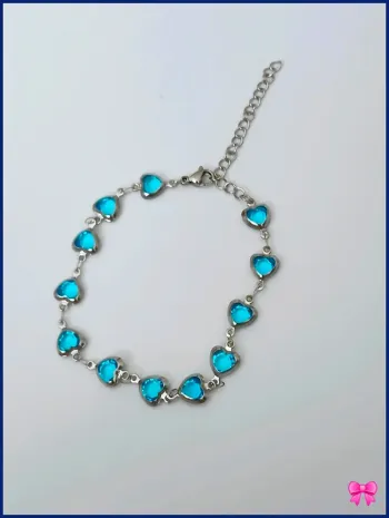 Bracelet argenté cœur bleu turquoise tendance femme été