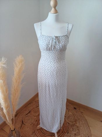 Robe longue blanche à pois noirs Jennyfer taille S 36