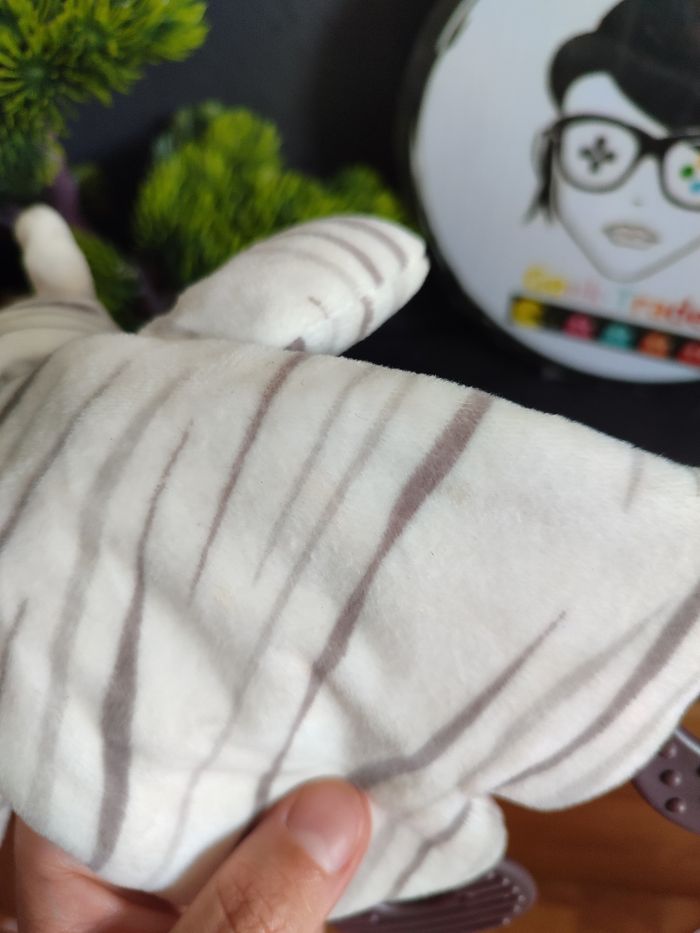 Doudou Knuffel Comforter Zèbre Gris  Blanc Zdt Dentition Action Bruissant Marron - photo numéro 3