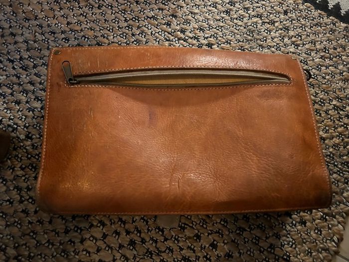 Cartable vintage en cuir naturel - photo numéro 3