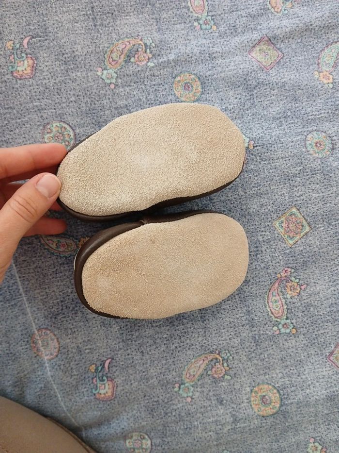 Chaussons en cuir rose et chocolat neufs - photo numéro 6