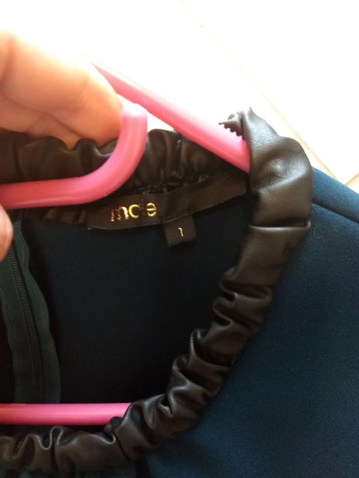 Robe patineuse vert col simili cuir Maje T1 - photo numéro 3