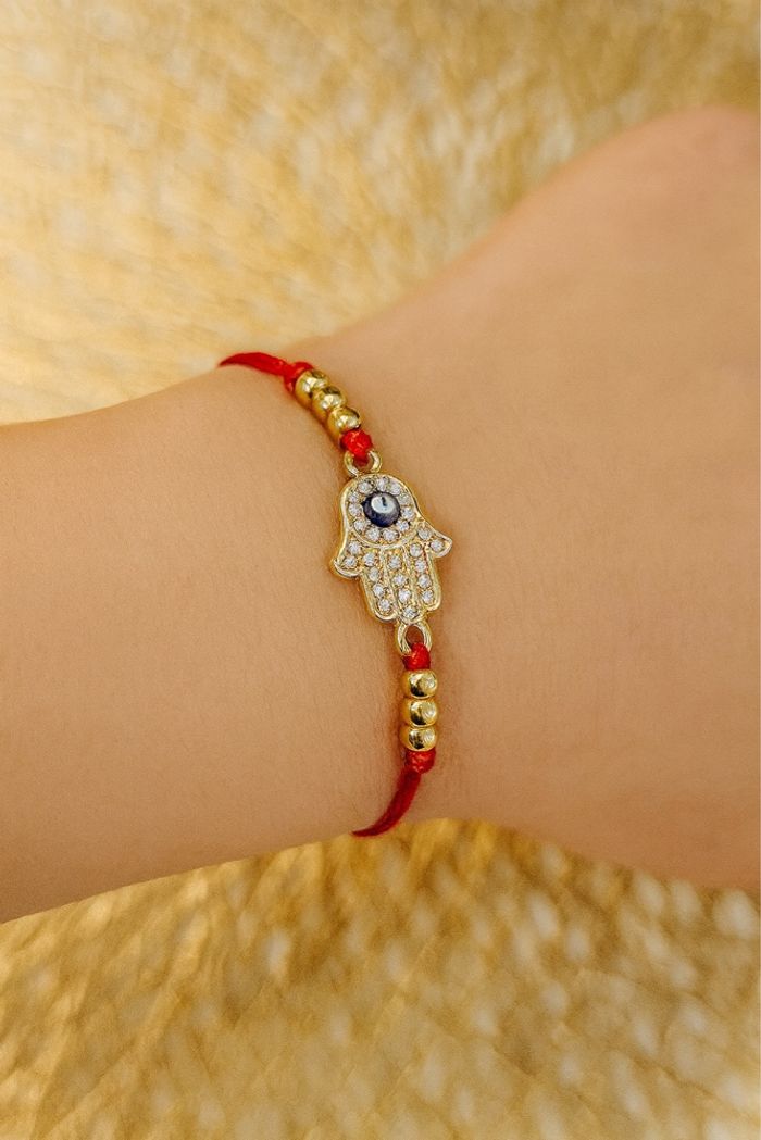 Bracelet Hamsa / Main de Fatma – Anti-Mauvais Œil – Cordon Rouge