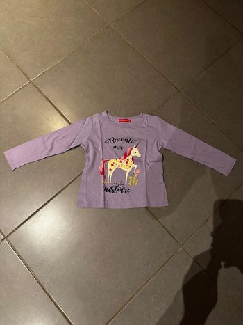 T shirt manches longues - Tissaia Basics - Licorne / Raconte moi une jolie histoire - Violet - 6 ans