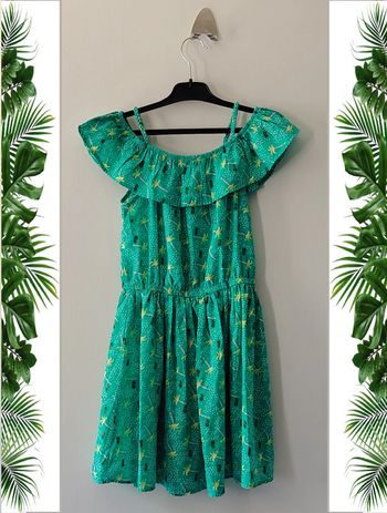 Robe verte imprimé palmiers 8 ans