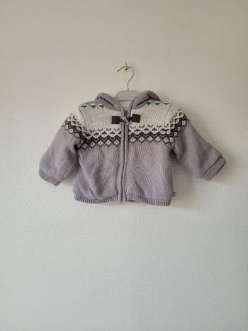 Gilet gris chaud Obaibi 3 mois TBE