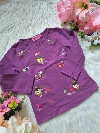 T-shirt manches longues fille – 4 ans – hiboux violets 🦉💜