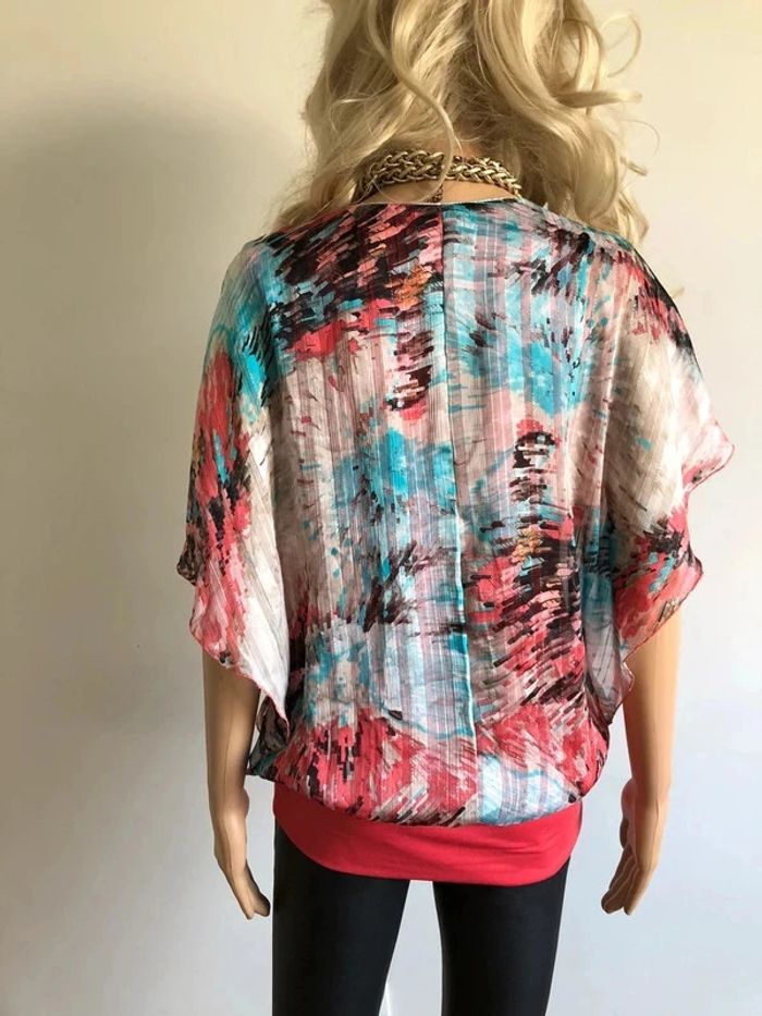 Blouse imprimée à manches courtes Jacqueline Riu taille 38 jamais portée - photo numéro 7