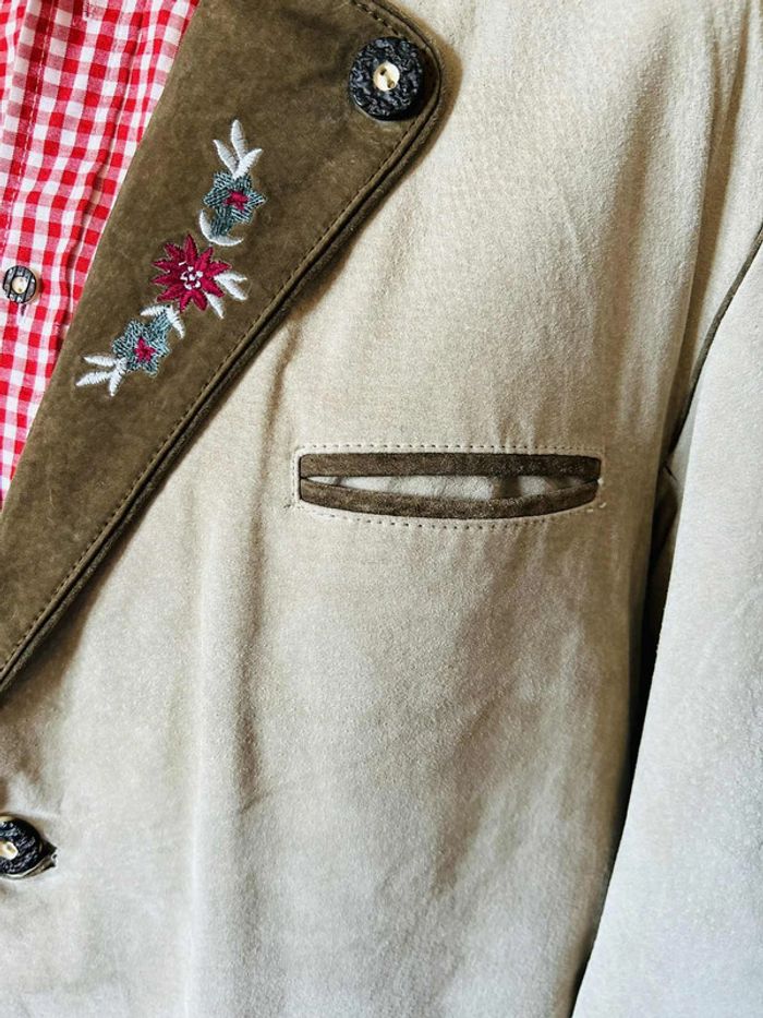 🌿Blazer homme en daim avec broderie 54/XL Trachten cottagecore Oktoberfest Suede leather blazer🌿 - photo numéro 14