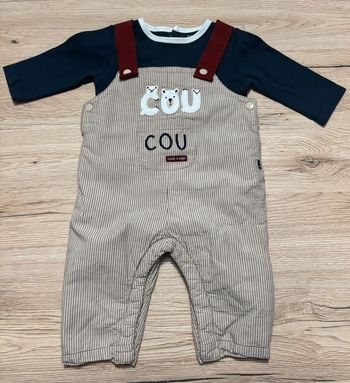Ensemble Salopette et T-shirt manches longues 3 mois