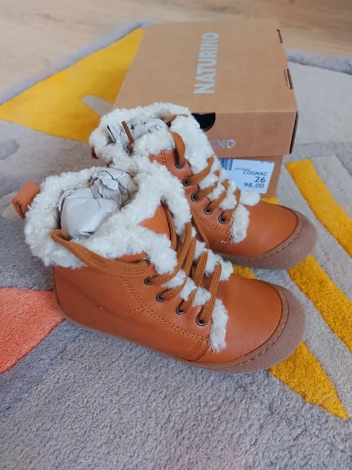 Bottines Naturino Bebay ZIP cognac écru 26 - photo numéro 2
