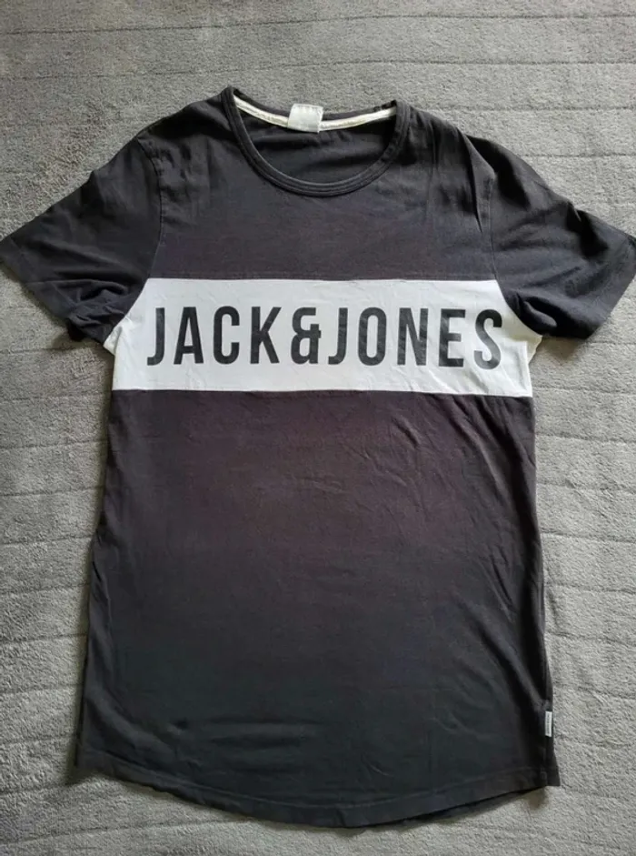 T-shirt Jack & Jones noir/blanc Homme M/L