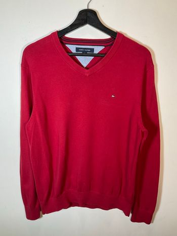 Pull col V rouge pour homme Tommy Hilfiger taille M 602 