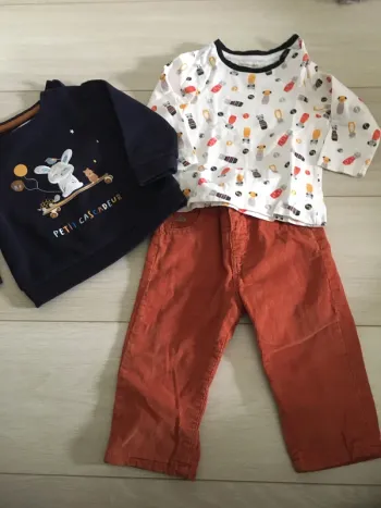 Ensemble pantalon + pull + t-shirt manches longues 12 mois Sergent major