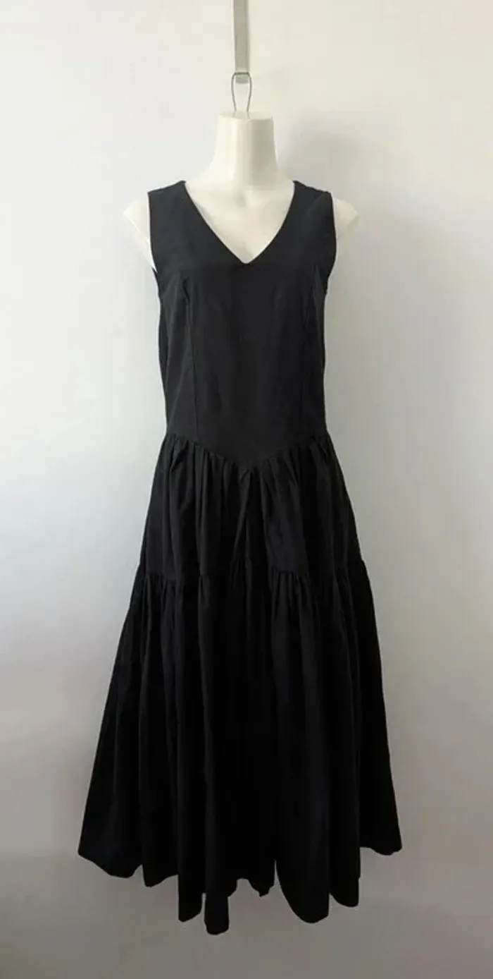 Robe noire longue vintage ample - 100% coton - Laura Ashley - taille 38