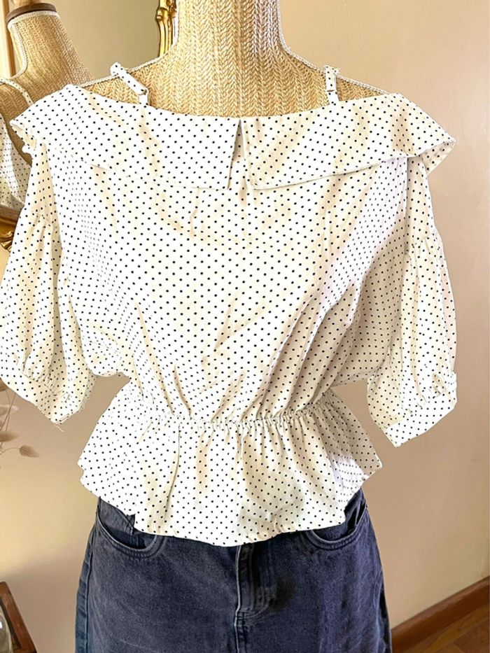 Sublime Top blanc à Pois noir Vintage dressing - photo numéro 2