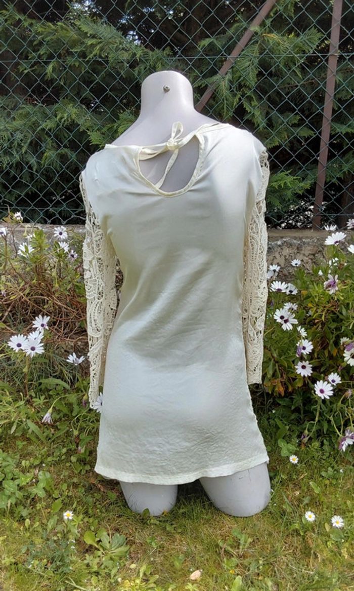 Robe courte crochet blanc crème T36 - photo numéro 3