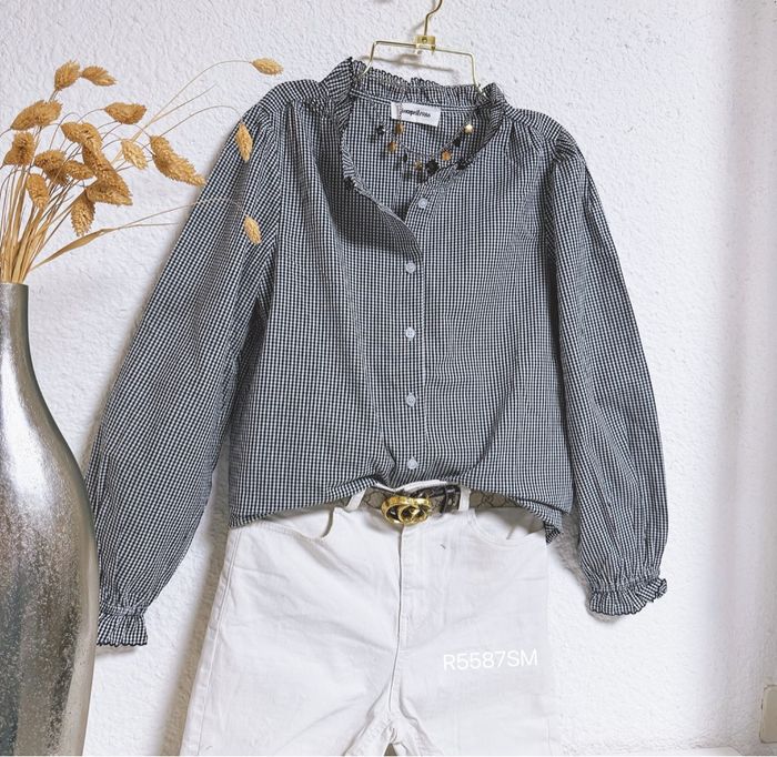 Blouse carreaux noir blanc taille S/M🌸
