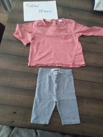 Lot legging et t shirt Rose Zara 74 cm bébé fille 12 mois