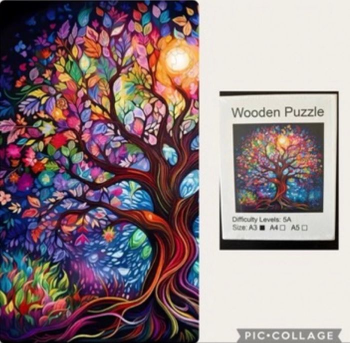 Puzzle bois taille A3 arbre de vie à pièces asymétriques et en forme d.animaux ou d,objets Neuf