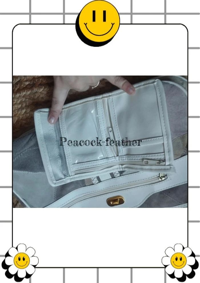 Sac à main cuir patchwork avec porte monnaie - photo numéro 4