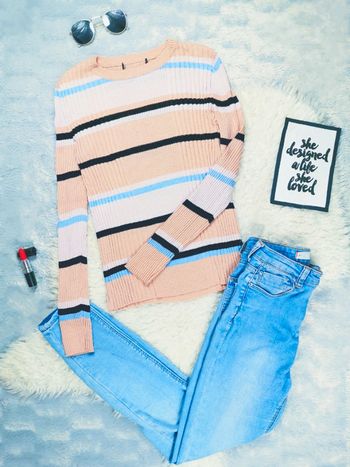 Pull léger rayé tricolore- T.S ou T.36 🖤