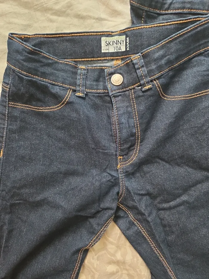 Lot de 3 jeans skinny bleus taille 12 10 et 9 ans kiabi et gemo - photo numéro 3