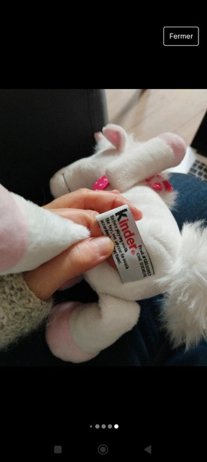 Peluche licorne Kinder rose et blanche - photo numéro 6