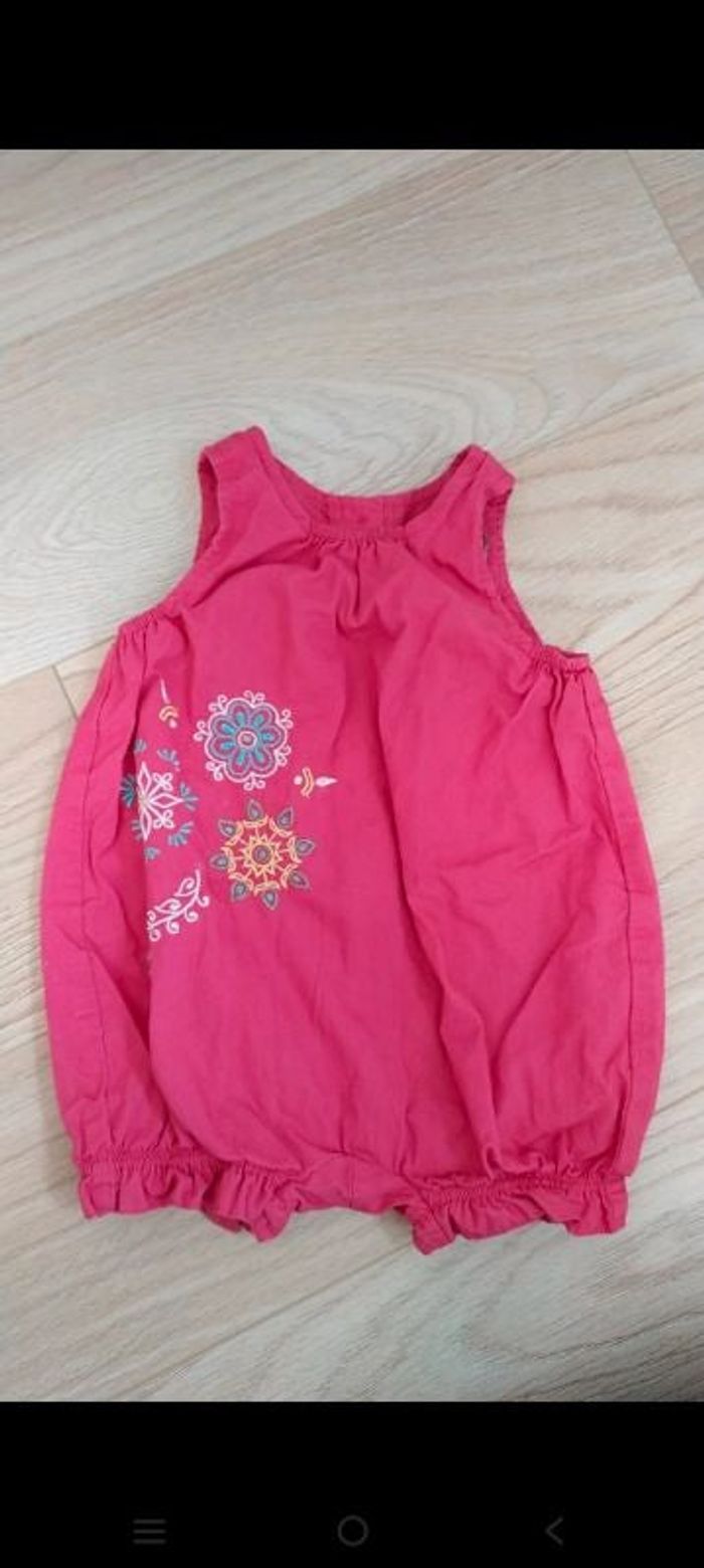 Combi barboteuse rose brodé 6 mois