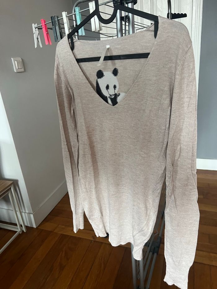Pull col V beige taille S - photo numéro 5