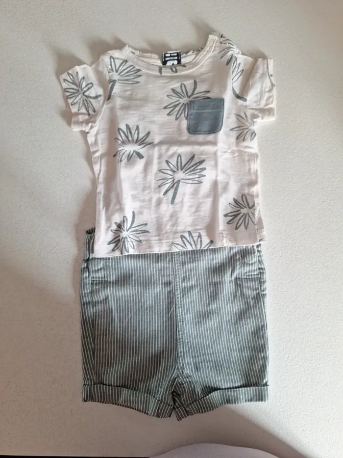 Ensemble salopette short + tshirt