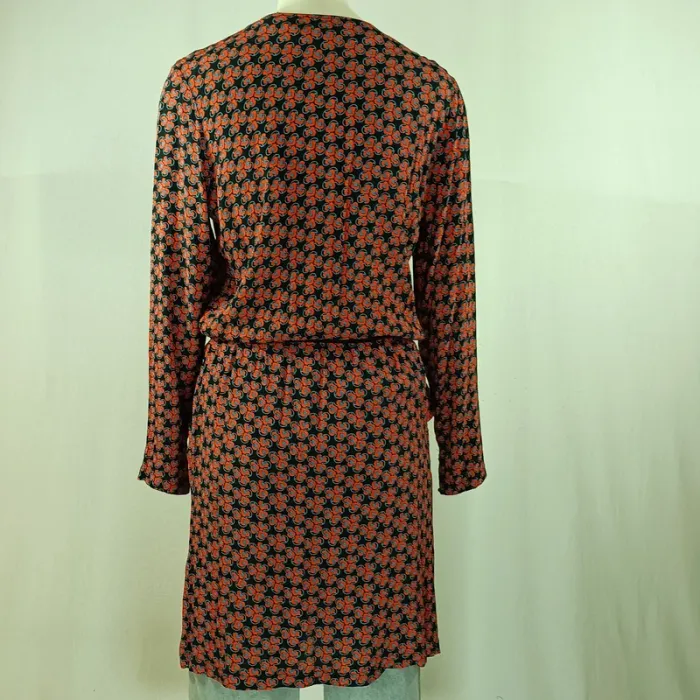 Robe cache-cœur imprimée La Petite Française noir orange bleu – Taille 40, 100 % viscose A950 - photo numéro 4