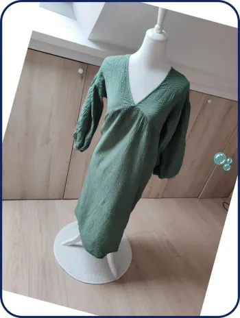 Robe verte / gaz de coton / S