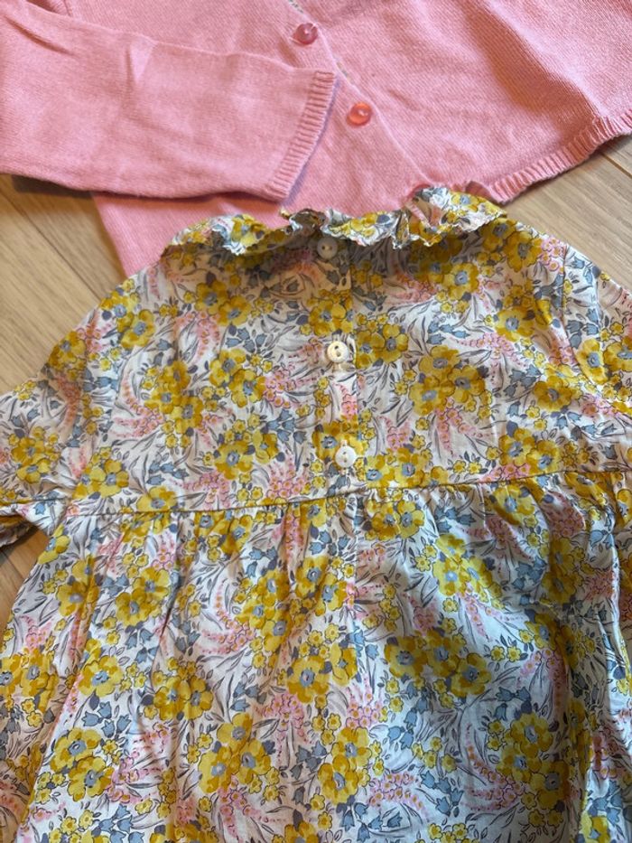 Magnifique blouse et gilet Liberty Cyrillus 9 Mois - photo numéro 4