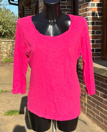 💖 T-shirt fuchsia manches 3/4 – Taille 40 Camaïeu