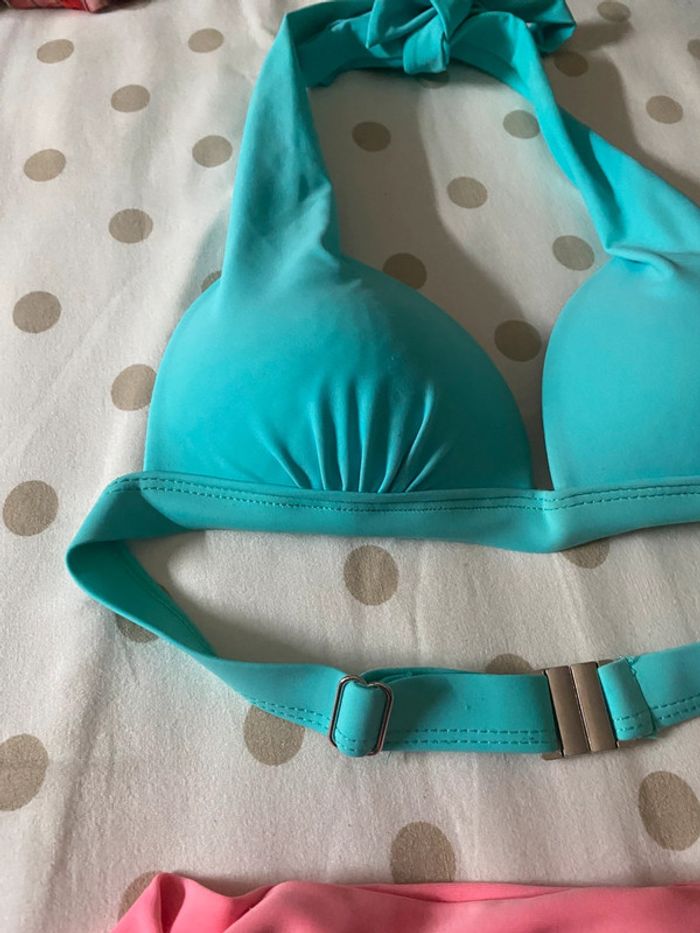 ensemble, maillot de bain, deux pièces dépareillées, turquoise et rose - photo numéro 5