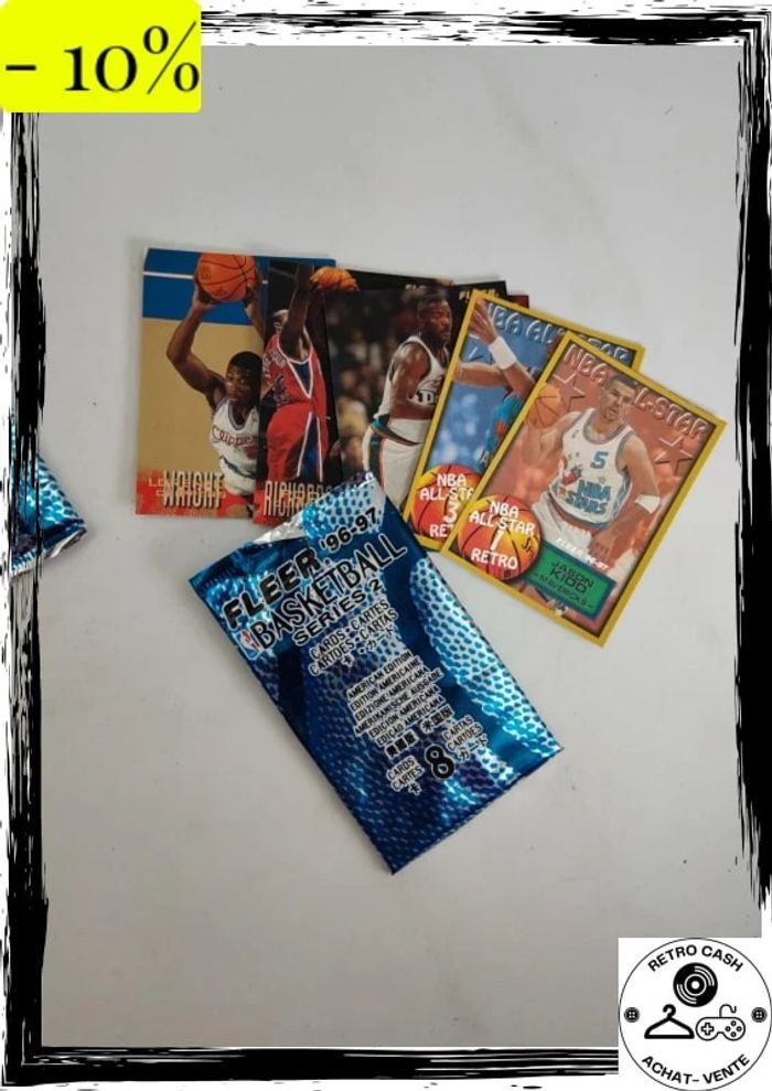 Lot de 5 Boosters neufs dont 1 ouvert 1996-97 Fleer serie 2 NBA Basketball 8 Card Kobe RC Jordan SP - photo numéro 4