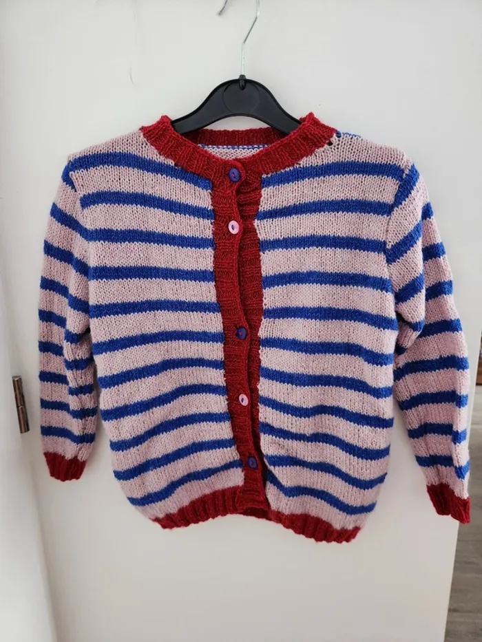 Gilet rayé blanc et bleu Taille 10 ans