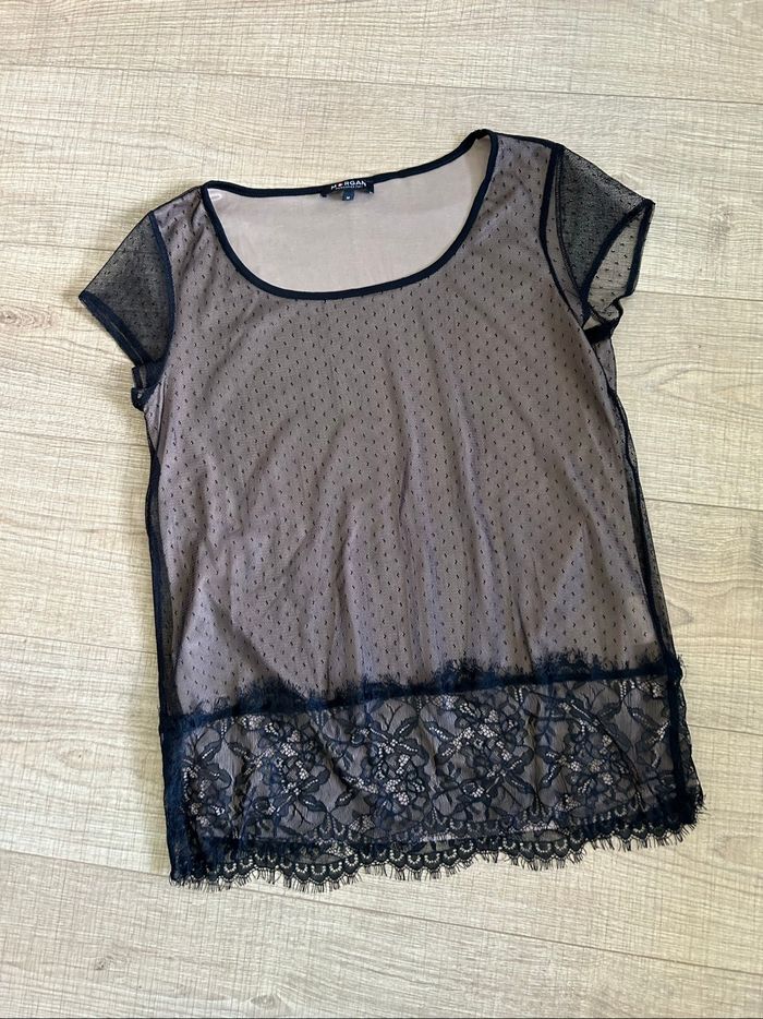 Haut noir et beige en dentelle Morgan taille M jamais porté - photo numéro 7