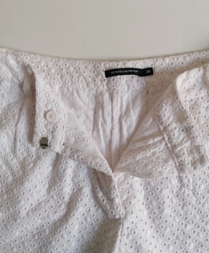 Short blanc dentelle anglaise doublée Monoprix autre ton 38 - photo numéro 5