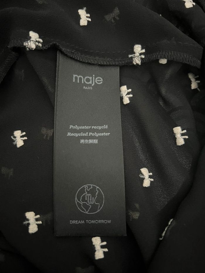 Robe Noire Brodée Maje Taille 40 - photo numéro 11