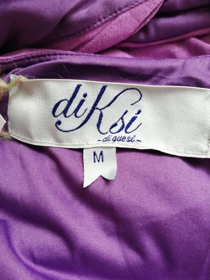 Robe violette à volants bi-matière croisée dans le dos doublée / diksi / (M) - photo numéro 7
