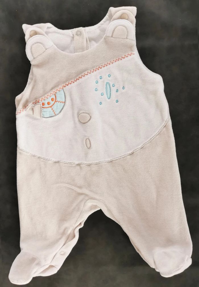 Pyjama 👣 sans manche, 1mois, velours, grenouillère - photo numéro 2