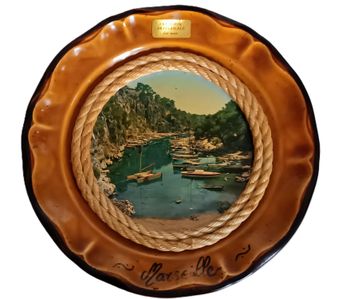 Assiette décorative en poterie céramique vintage Marseille Création Fait Main