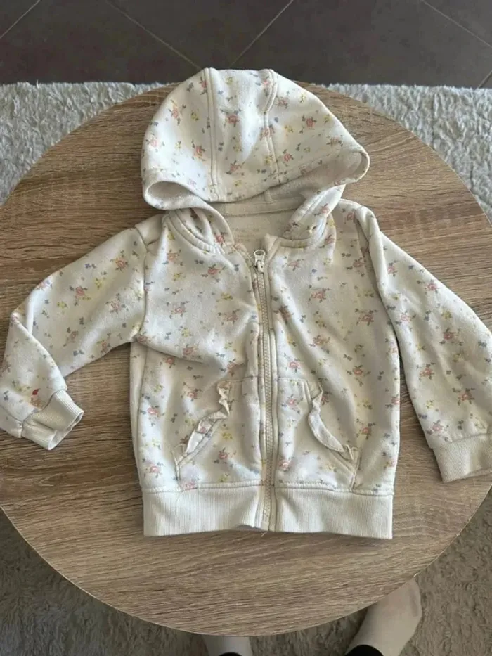 Veste fille florale zippée 24/36 mois - photo numéro 2