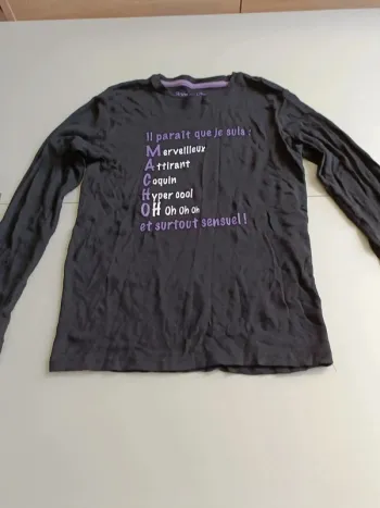 T-shirt manches longues message macho armand thiery taille s ange ou démon